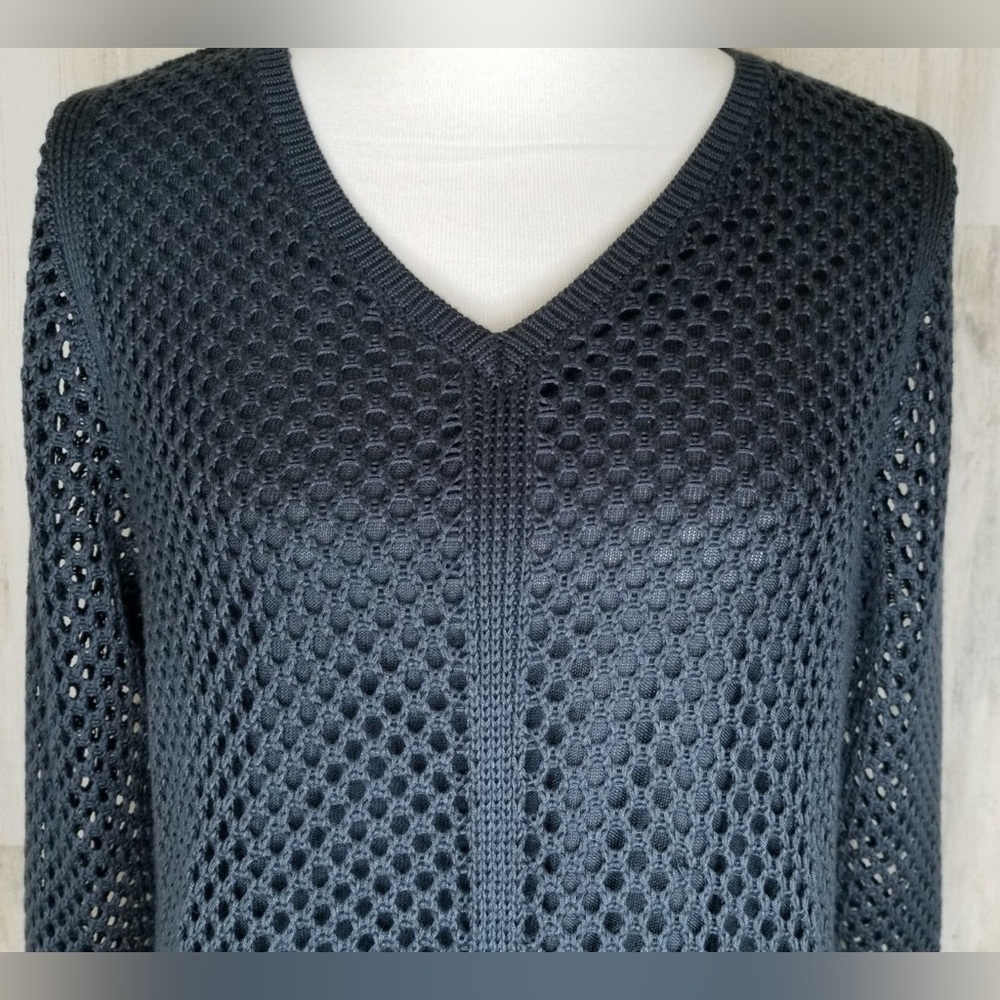 Croft & Barrow Women's Layered Mesh Long Sleeve V-Neck Sweater